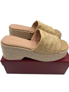 Monrovia Women's Bohemian by Espadrilles Apricot Platform Sandals Size 8